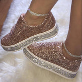 Zapatillas planas con cordones y brillo